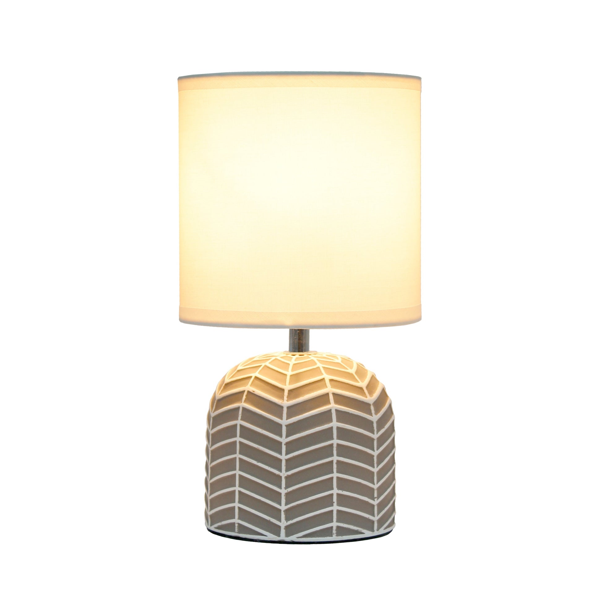 All The Rages Simple Designs Taupe 10" Webbed Waves Base Table Lamp With White Fabric Drum Shade