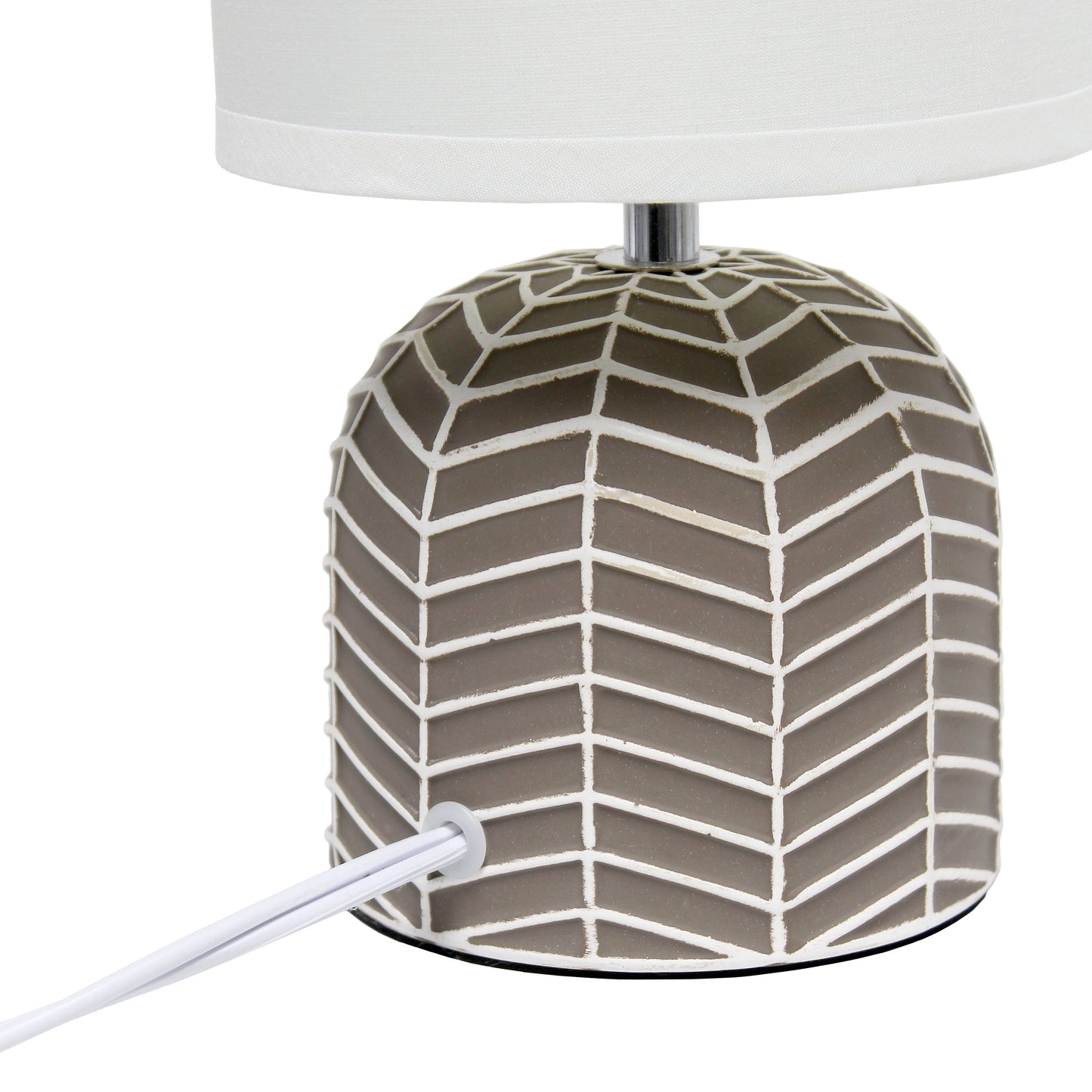 All The Rages Simple Designs Taupe 10" Webbed Waves Base Table Lamp With White Fabric Drum Shade
