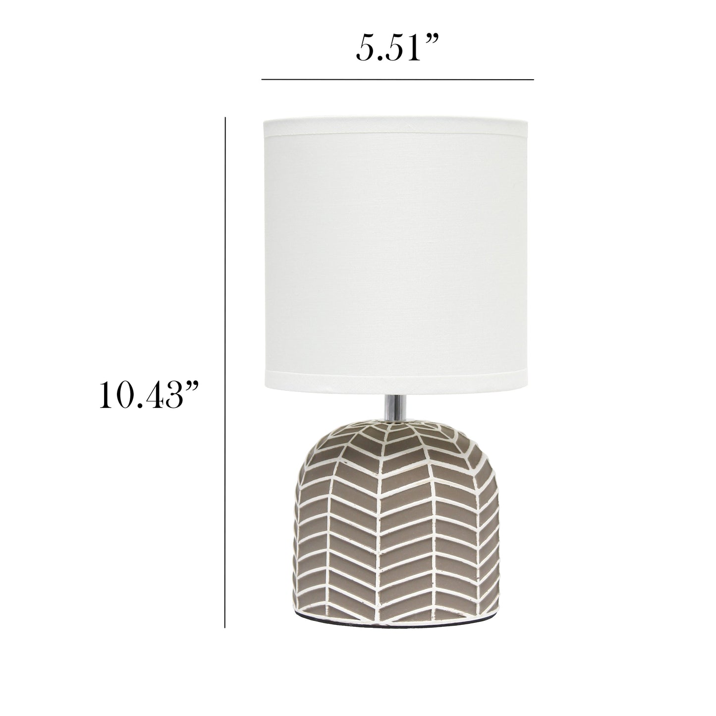 All The Rages Simple Designs Taupe 10" Webbed Waves Base Table Lamp With White Fabric Drum Shade