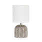 All The Rages Simple Designs Taupe 10" Webbed Waves Base Table Lamp With White Fabric Drum Shade