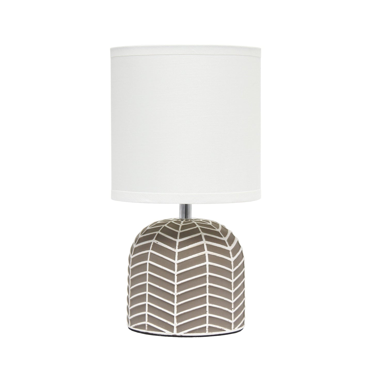 All The Rages Simple Designs Taupe 10" Webbed Waves Base Table Lamp With White Fabric Drum Shade