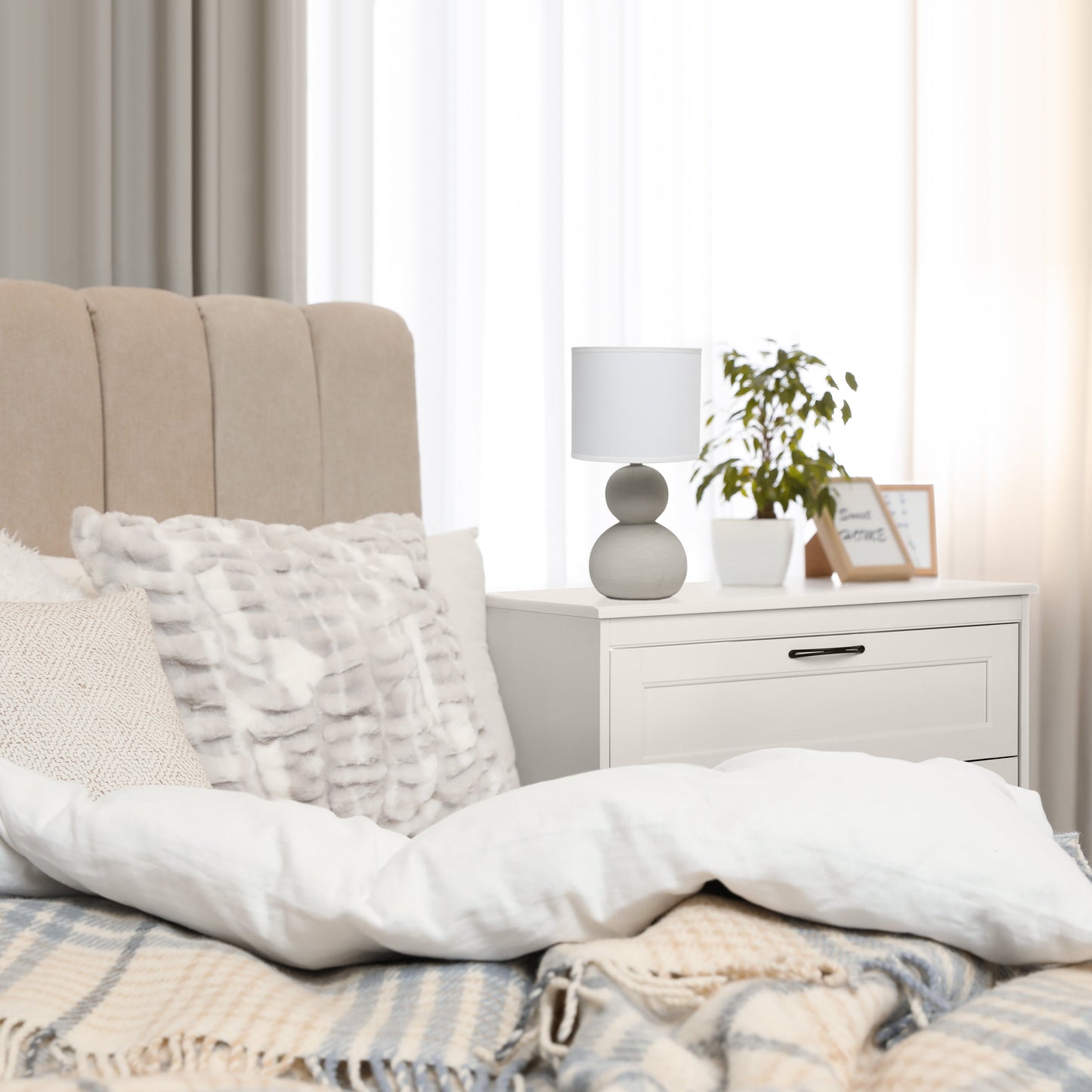 All The Rages Simple Designs Taupe Stone Age Table Lamp