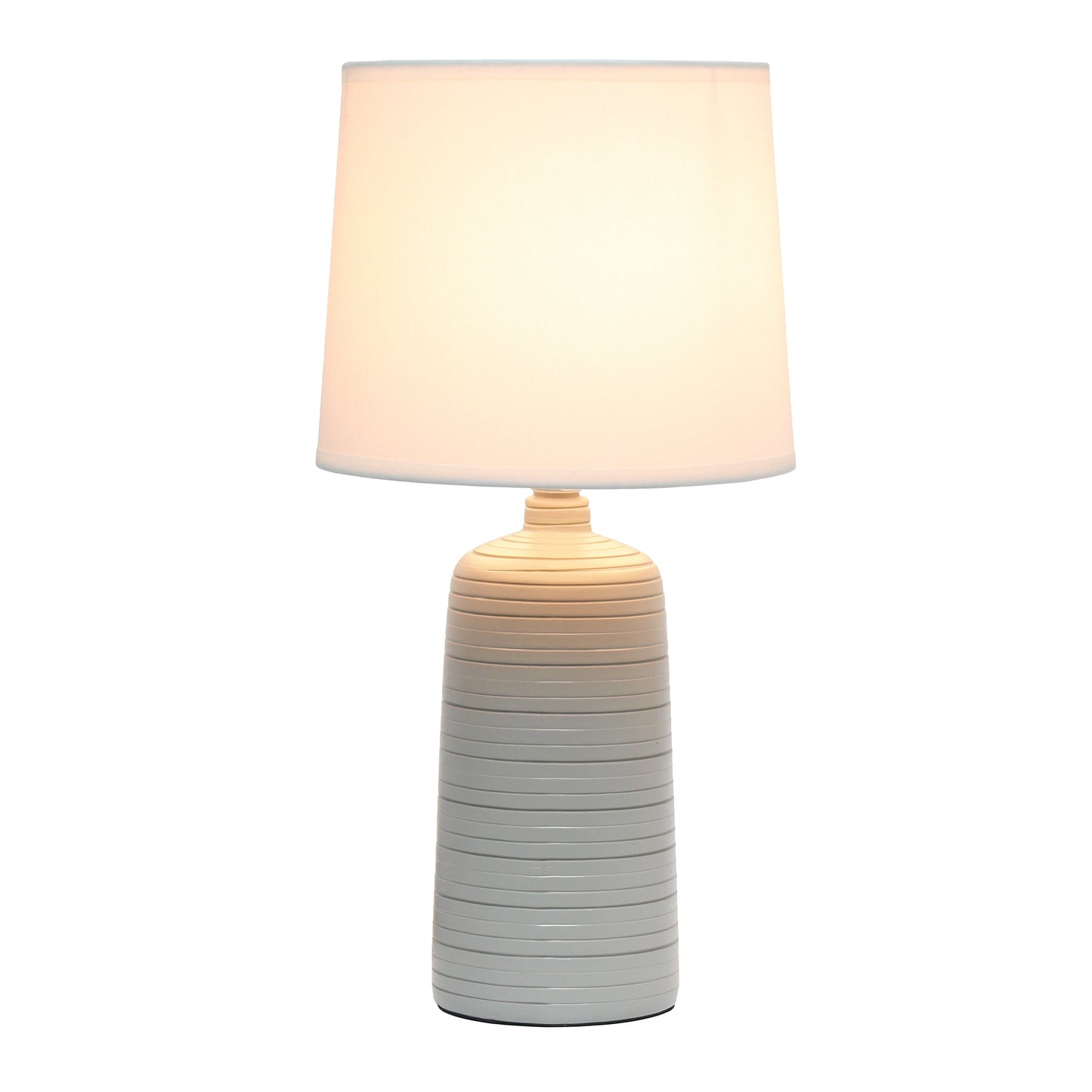 All The Rages Simple Designs Taupe Textured Linear Ceramic Table Lamp