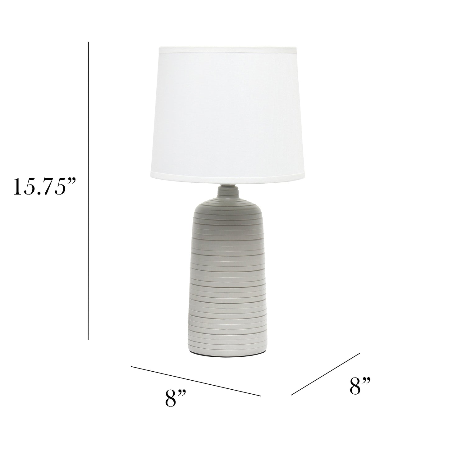 All The Rages Simple Designs Taupe Textured Linear Ceramic Table Lamp