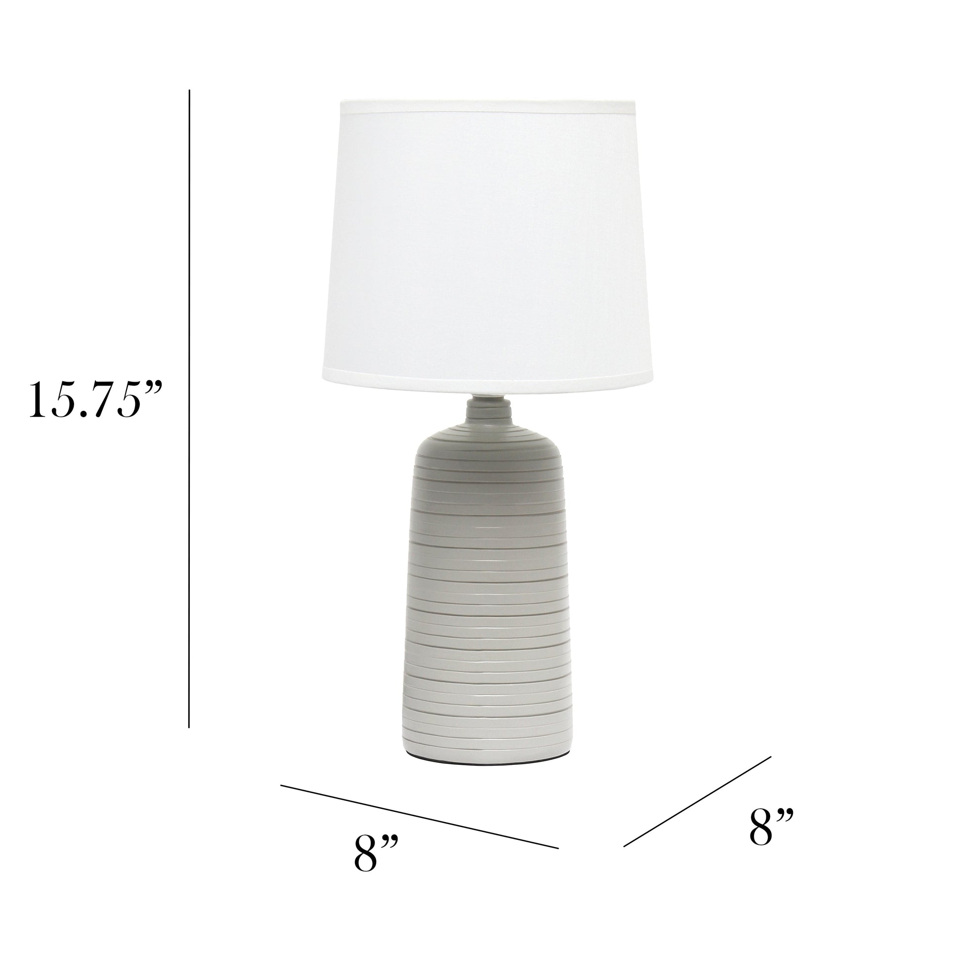 All The Rages Simple Designs Taupe Textured Linear Ceramic Table Lamp