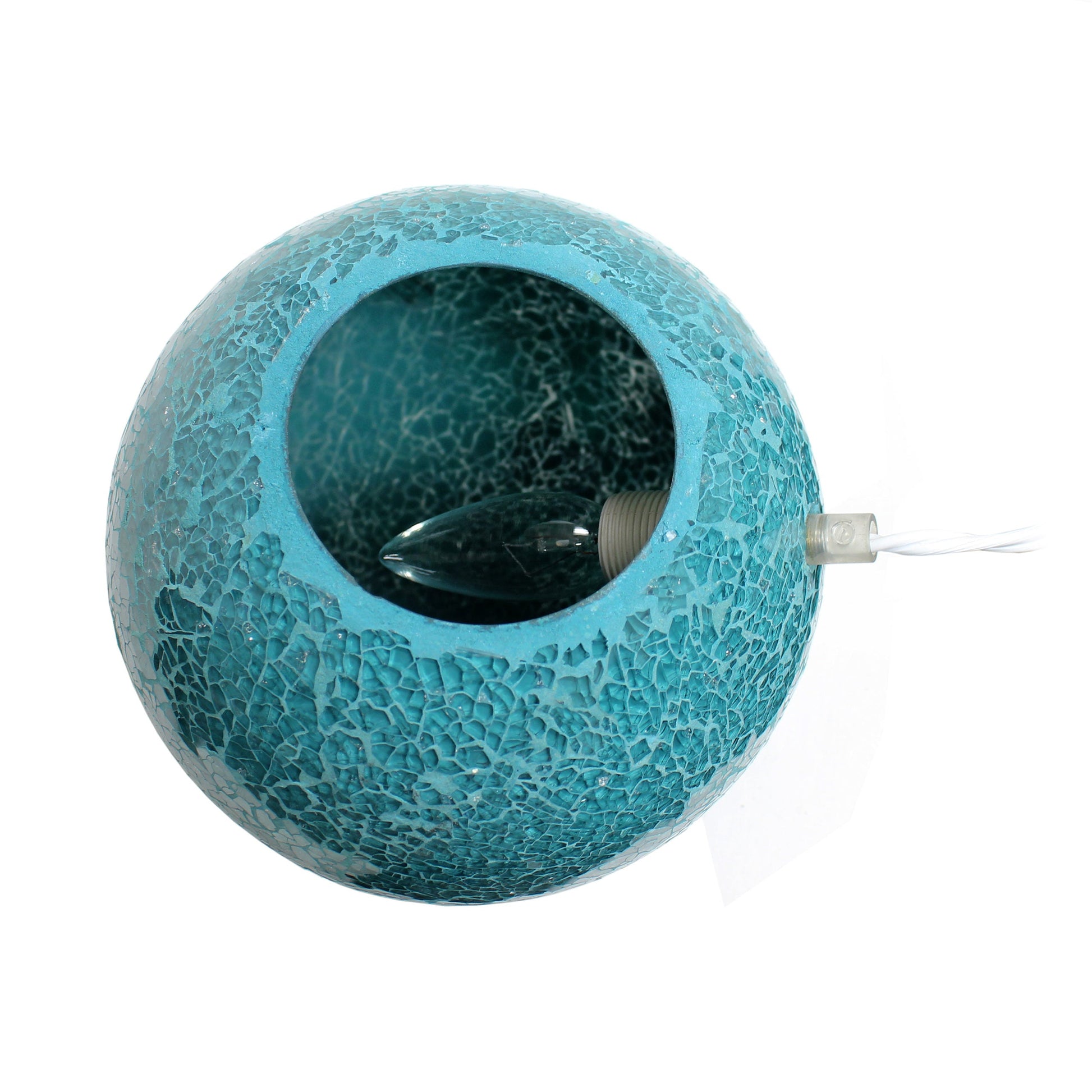 All The Rages Simple Designs Teal 1-Light Mosaic Stone Ball Table Lamp