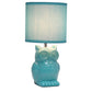 All The Rages Simple Designs Tiffany Blue 13" Ceramic Owl Table Lamp With Matching Fabric Shade
