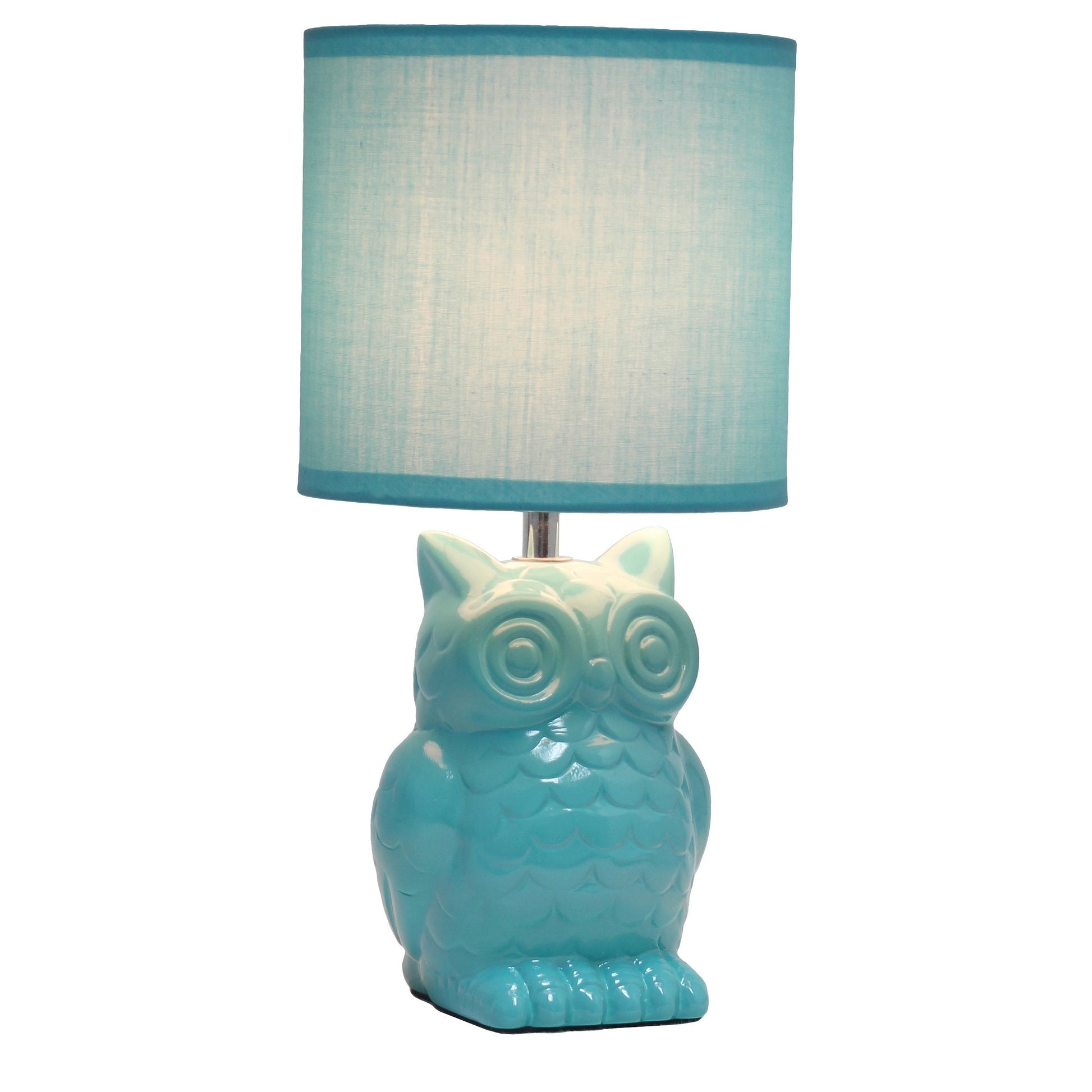 All The Rages Simple Designs Tiffany Blue 13" Ceramic Owl Table Lamp With Matching Fabric Shade