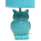 All The Rages Simple Designs Tiffany Blue 13" Ceramic Owl Table Lamp With Matching Fabric Shade