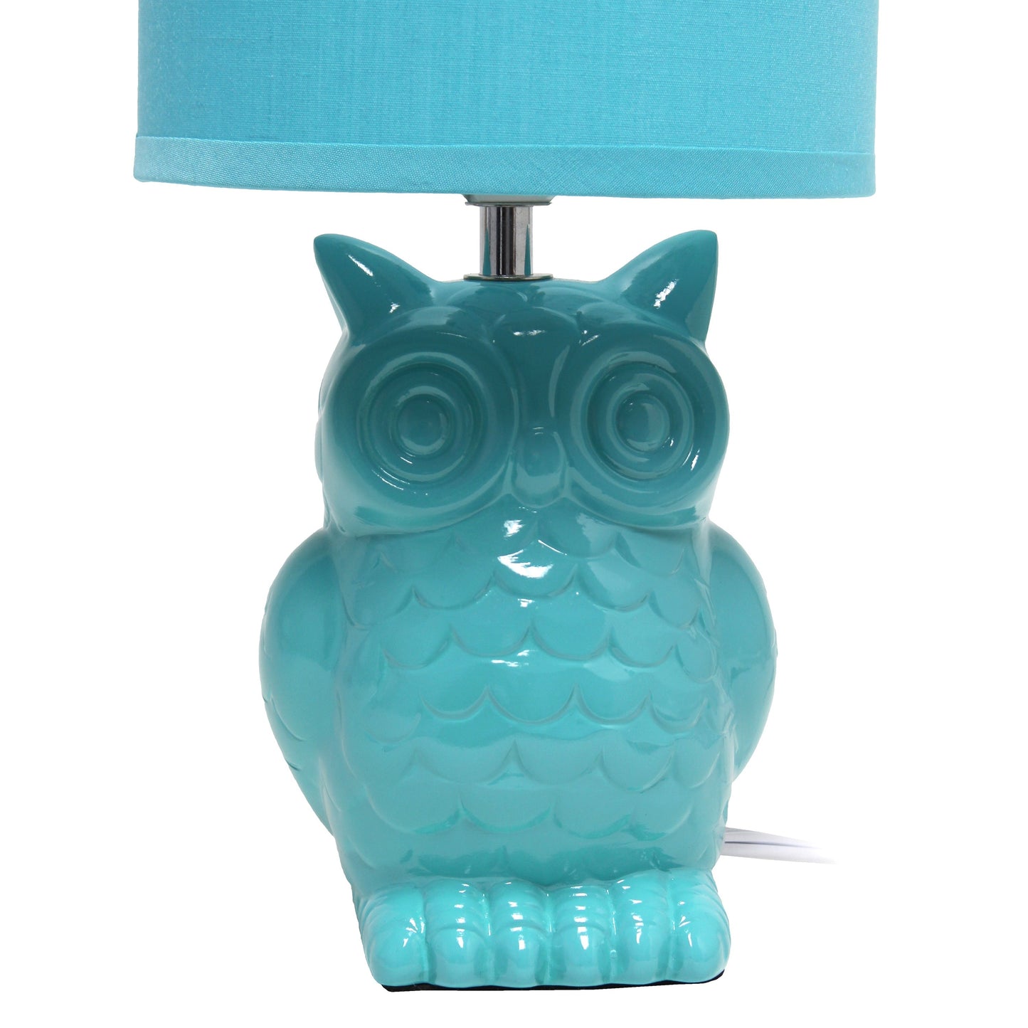 All The Rages Simple Designs Tiffany Blue 13" Ceramic Owl Table Lamp With Matching Fabric Shade