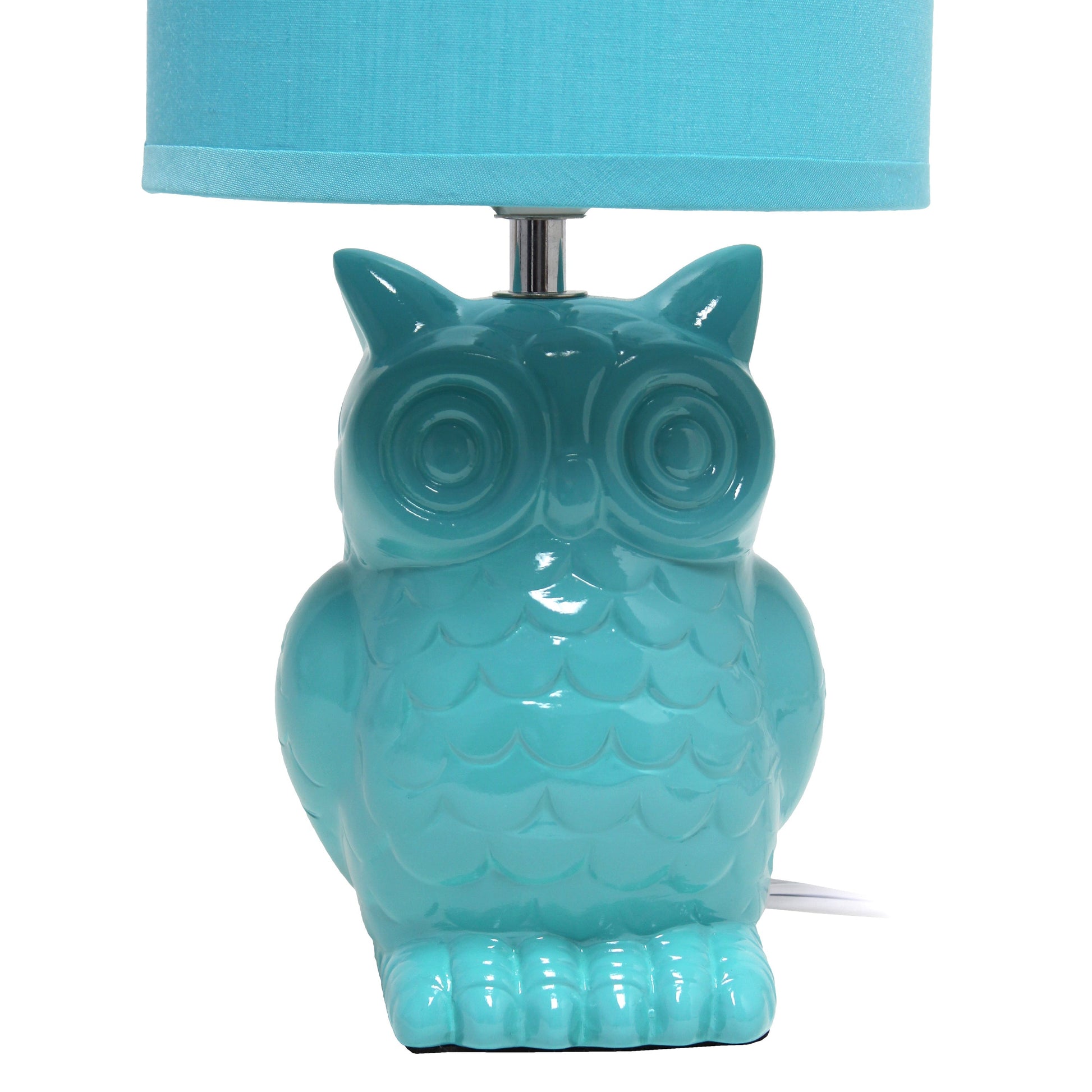All The Rages Simple Designs Tiffany Blue 13" Ceramic Owl Table Lamp With Matching Fabric Shade