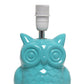 All The Rages Simple Designs Tiffany Blue 13" Ceramic Owl Table Lamp With Matching Fabric Shade
