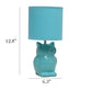 All The Rages Simple Designs Tiffany Blue 13" Ceramic Owl Table Lamp With Matching Fabric Shade