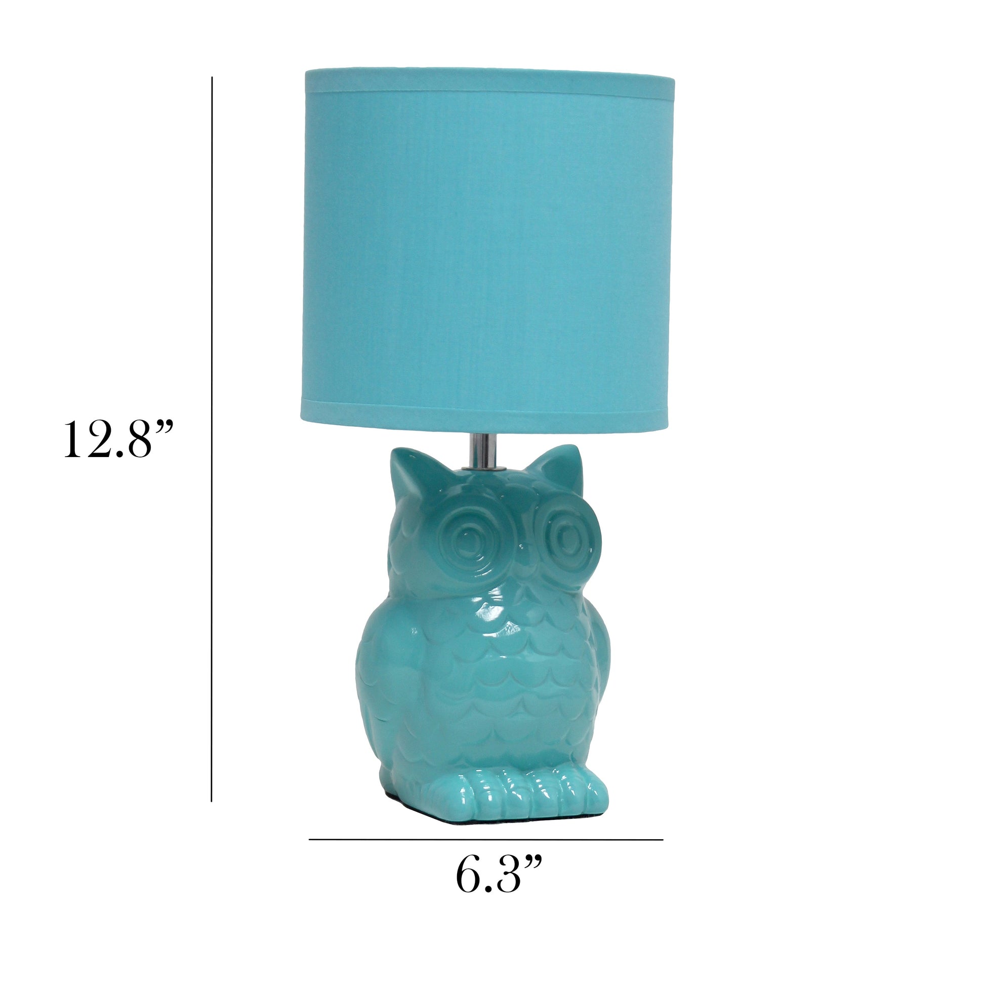 All The Rages Simple Designs Tiffany Blue 13" Ceramic Owl Table Lamp With Matching Fabric Shade