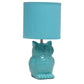 All The Rages Simple Designs Tiffany Blue 13" Ceramic Owl Table Lamp With Matching Fabric Shade