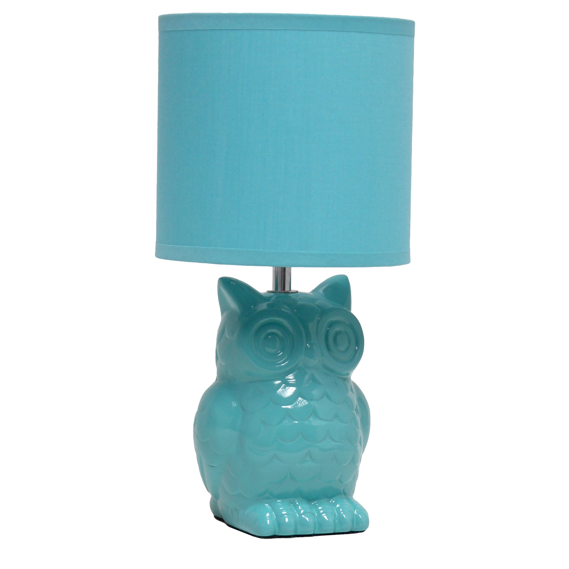 All The Rages Simple Designs Tiffany Blue 13" Ceramic Owl Table Lamp With Matching Fabric Shade