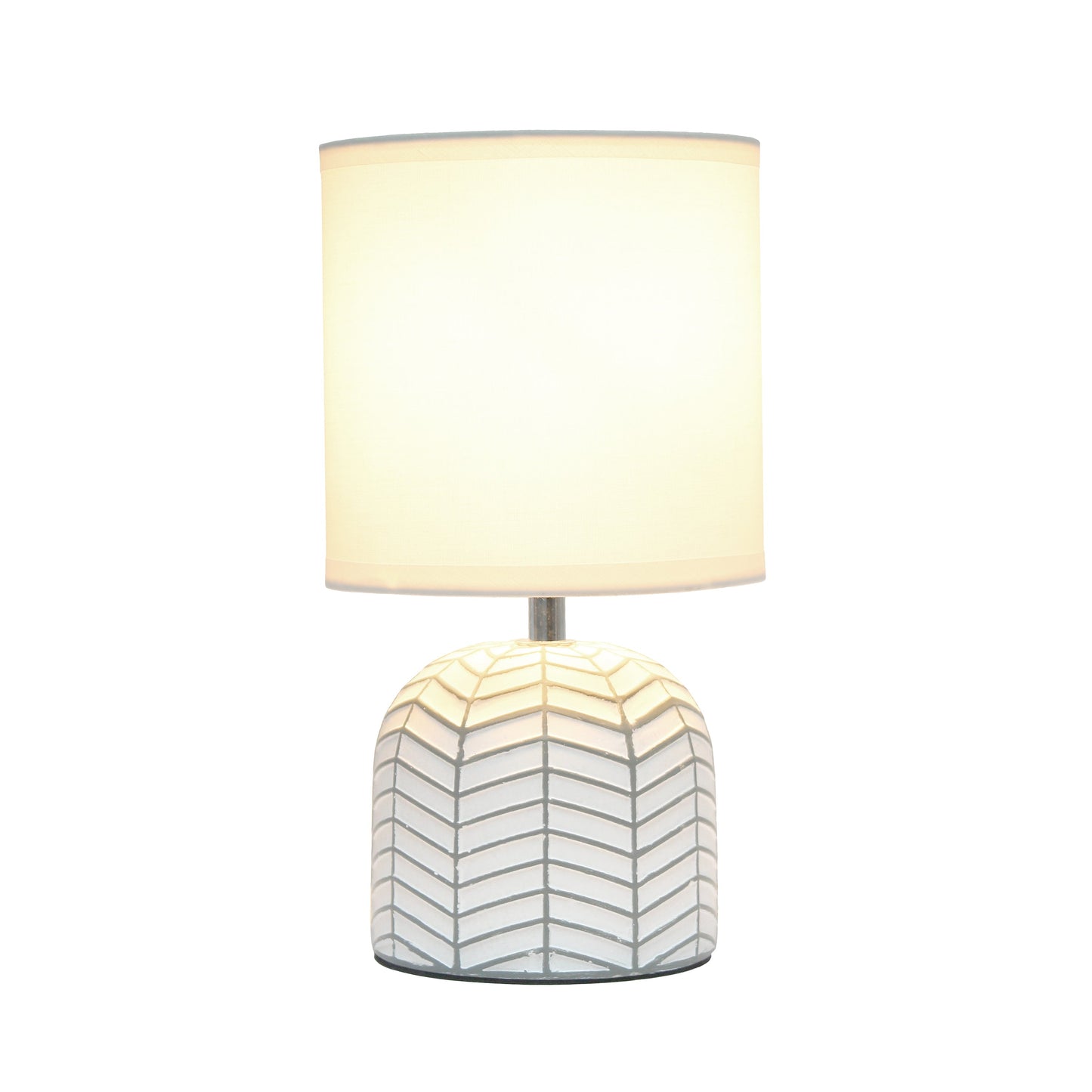 All The Rages Simple Designs White 10" Webbed Waves Base Table Lamp With White Fabric Drum Shade