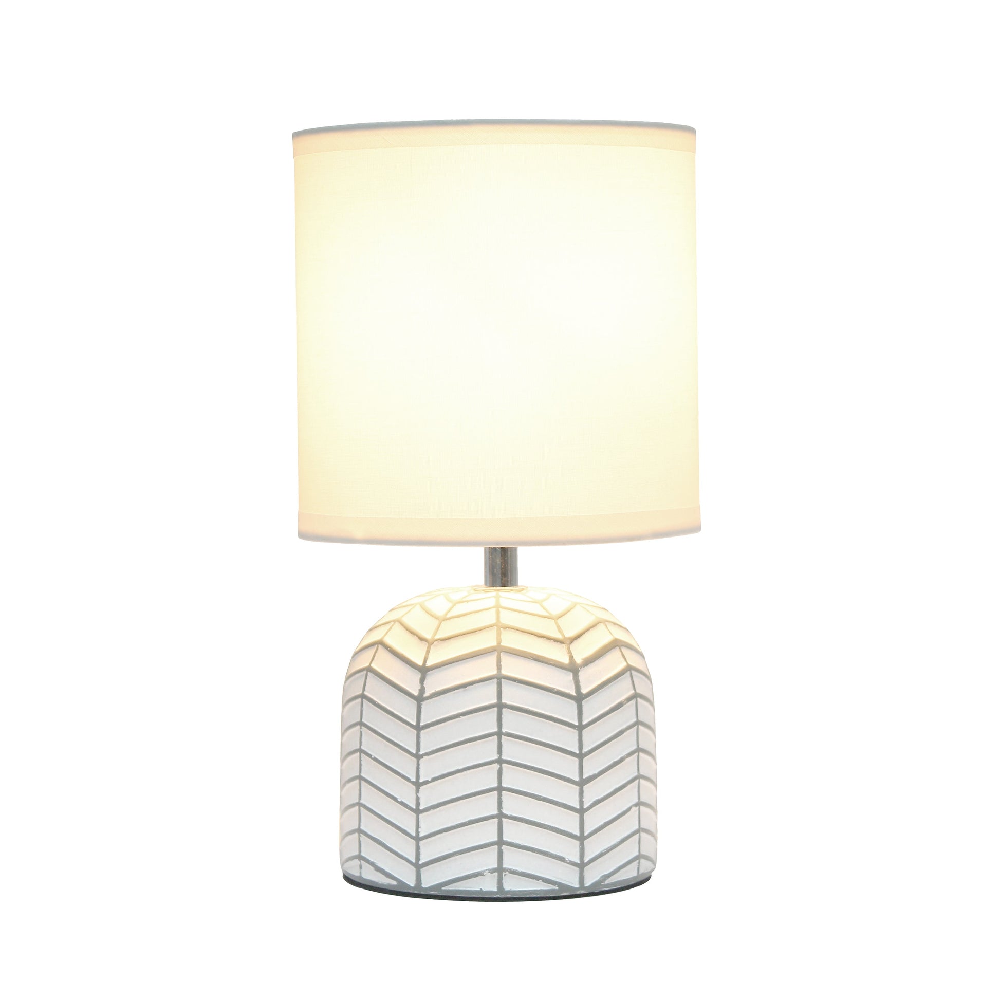 All The Rages Simple Designs White 10" Webbed Waves Base Table Lamp With White Fabric Drum Shade