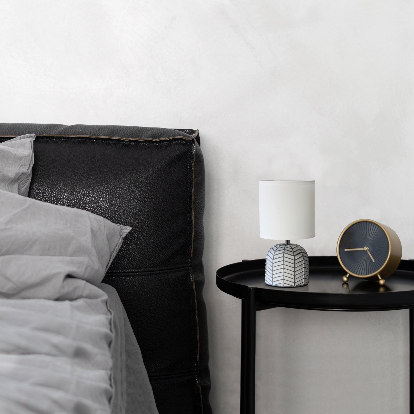 All The Rages Simple Designs White 10" Webbed Waves Base Table Lamp With White Fabric Drum Shade