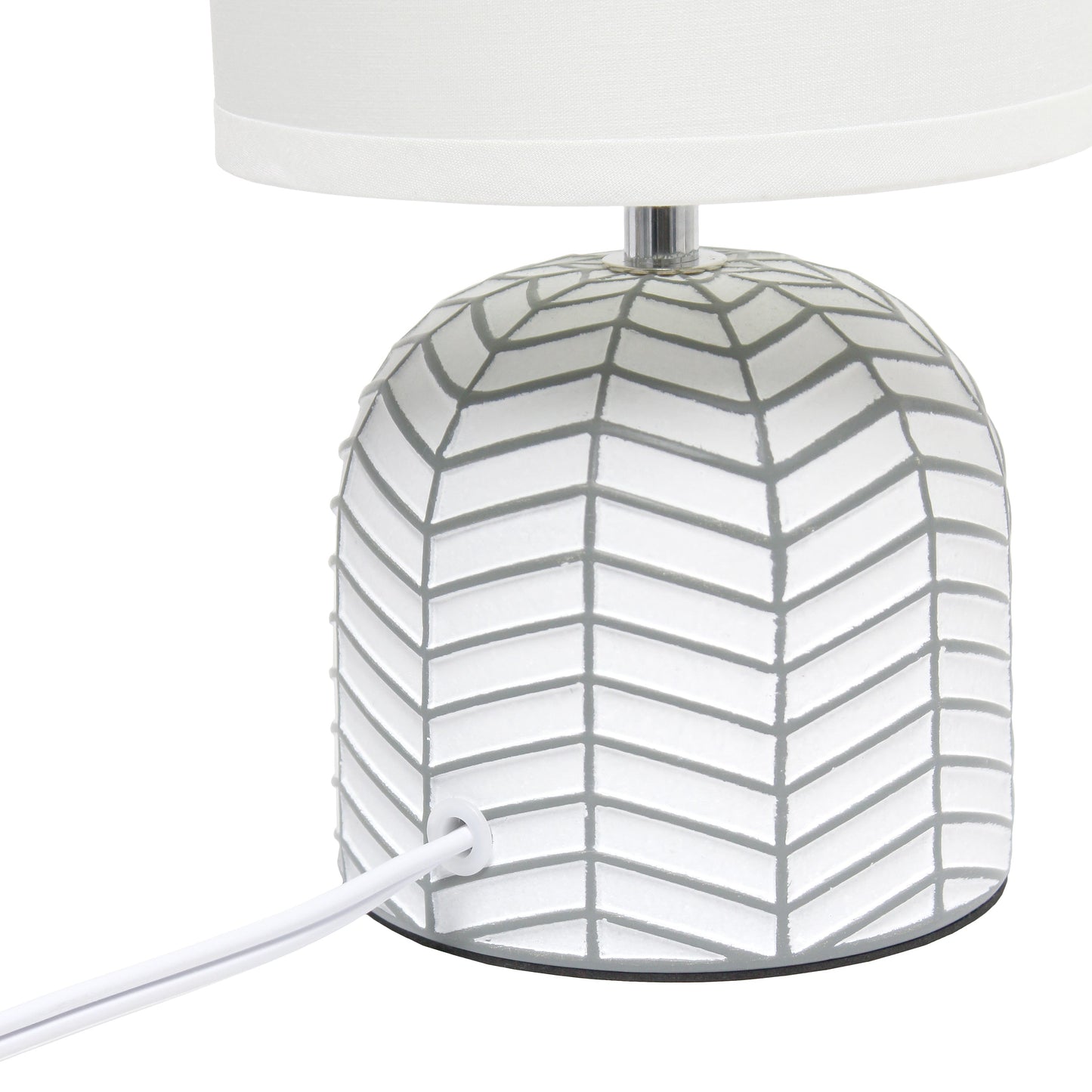All The Rages Simple Designs White 10" Webbed Waves Base Table Lamp With White Fabric Drum Shade