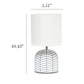 All The Rages Simple Designs White 10" Webbed Waves Base Table Lamp With White Fabric Drum Shade
