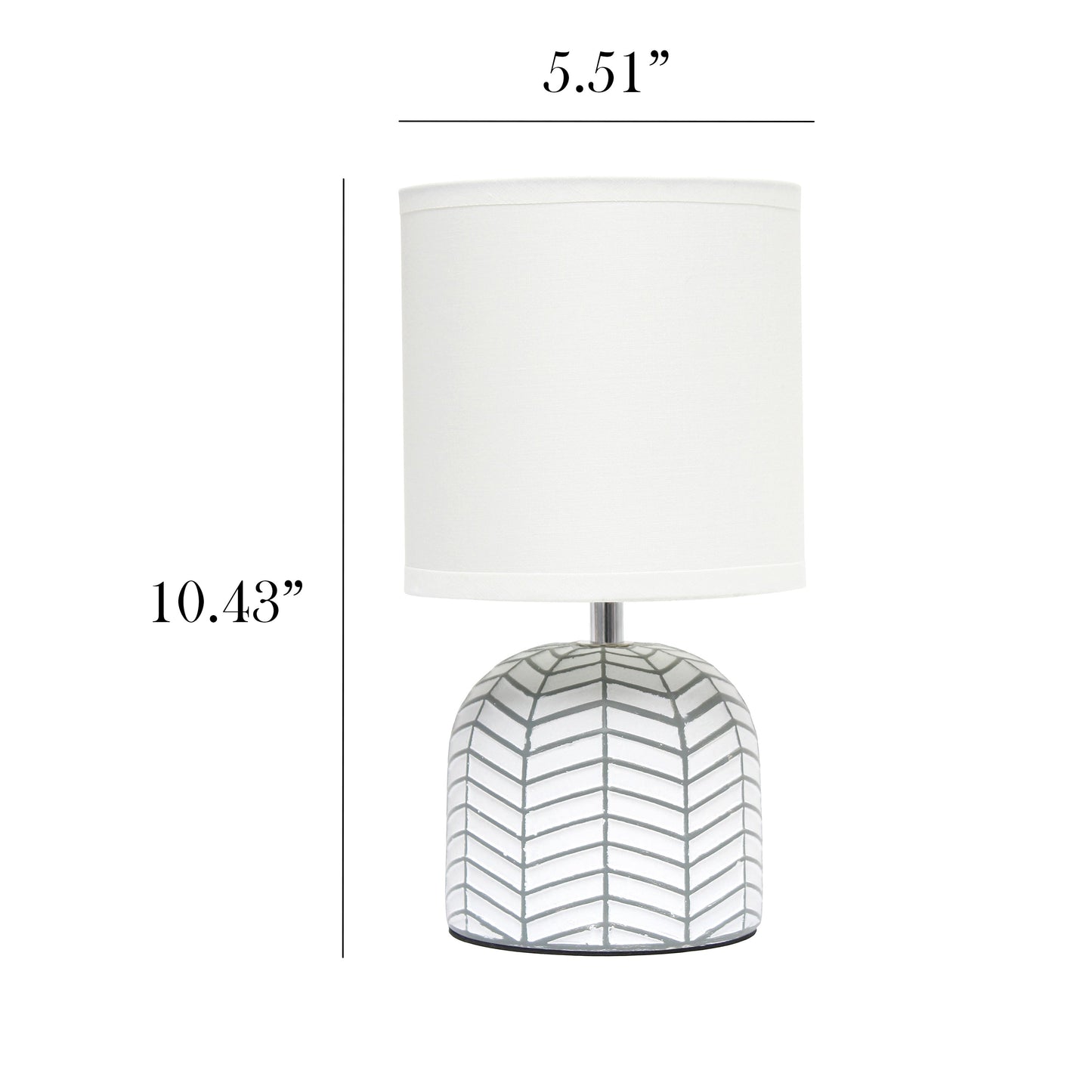 All The Rages Simple Designs White 10" Webbed Waves Base Table Lamp With White Fabric Drum Shade