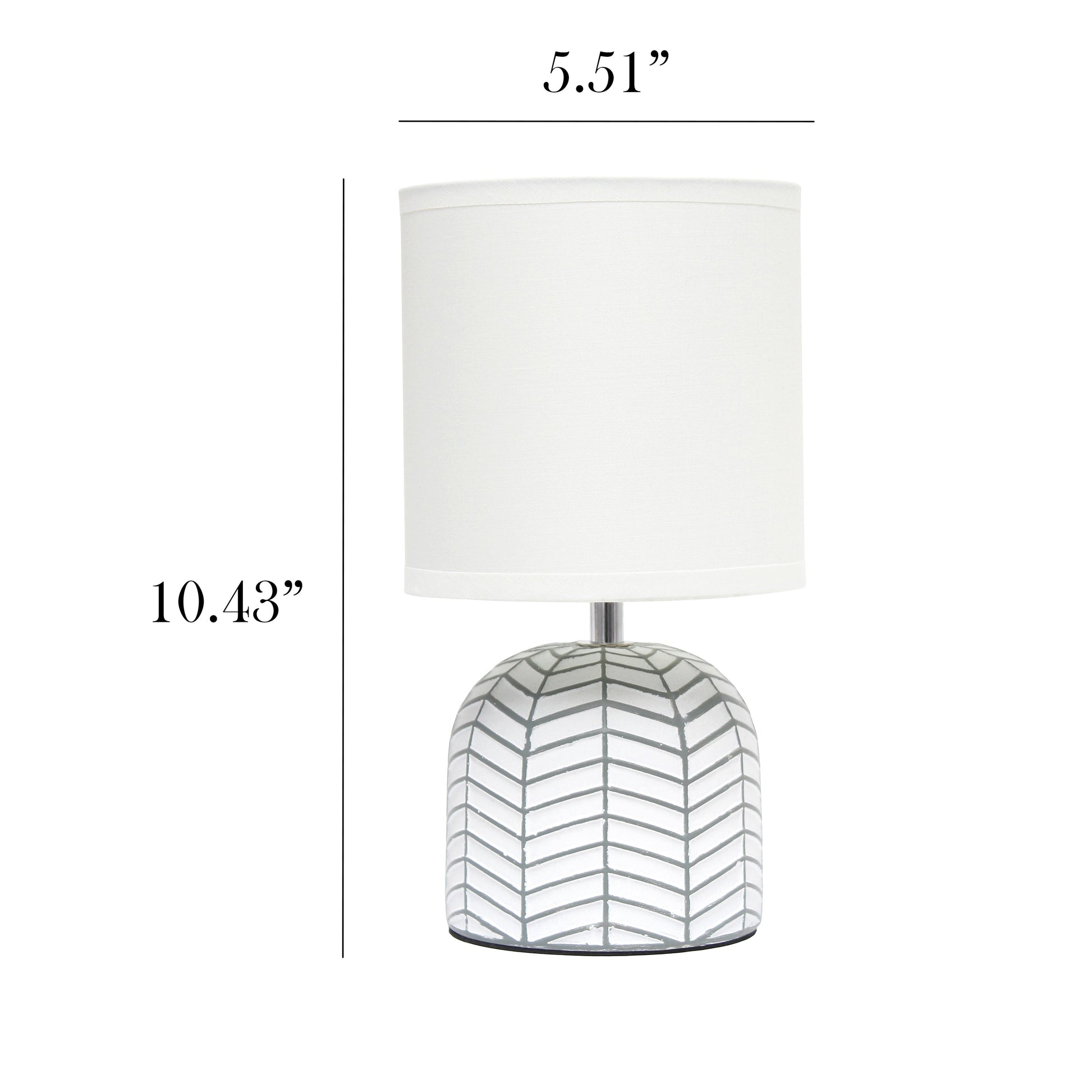 All The Rages Simple Designs White 10" Webbed Waves Base Table Lamp With White Fabric Drum Shade