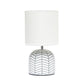 All The Rages Simple Designs White 10" Webbed Waves Base Table Lamp With White Fabric Drum Shade