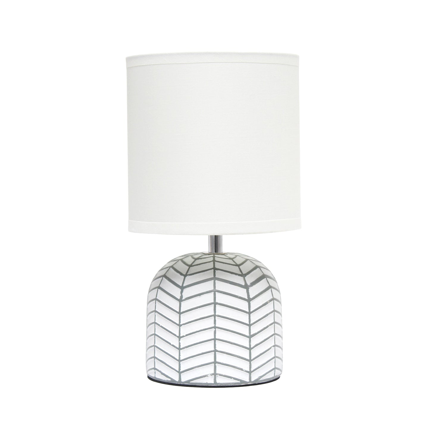All The Rages Simple Designs White 10" Webbed Waves Base Table Lamp With White Fabric Drum Shade
