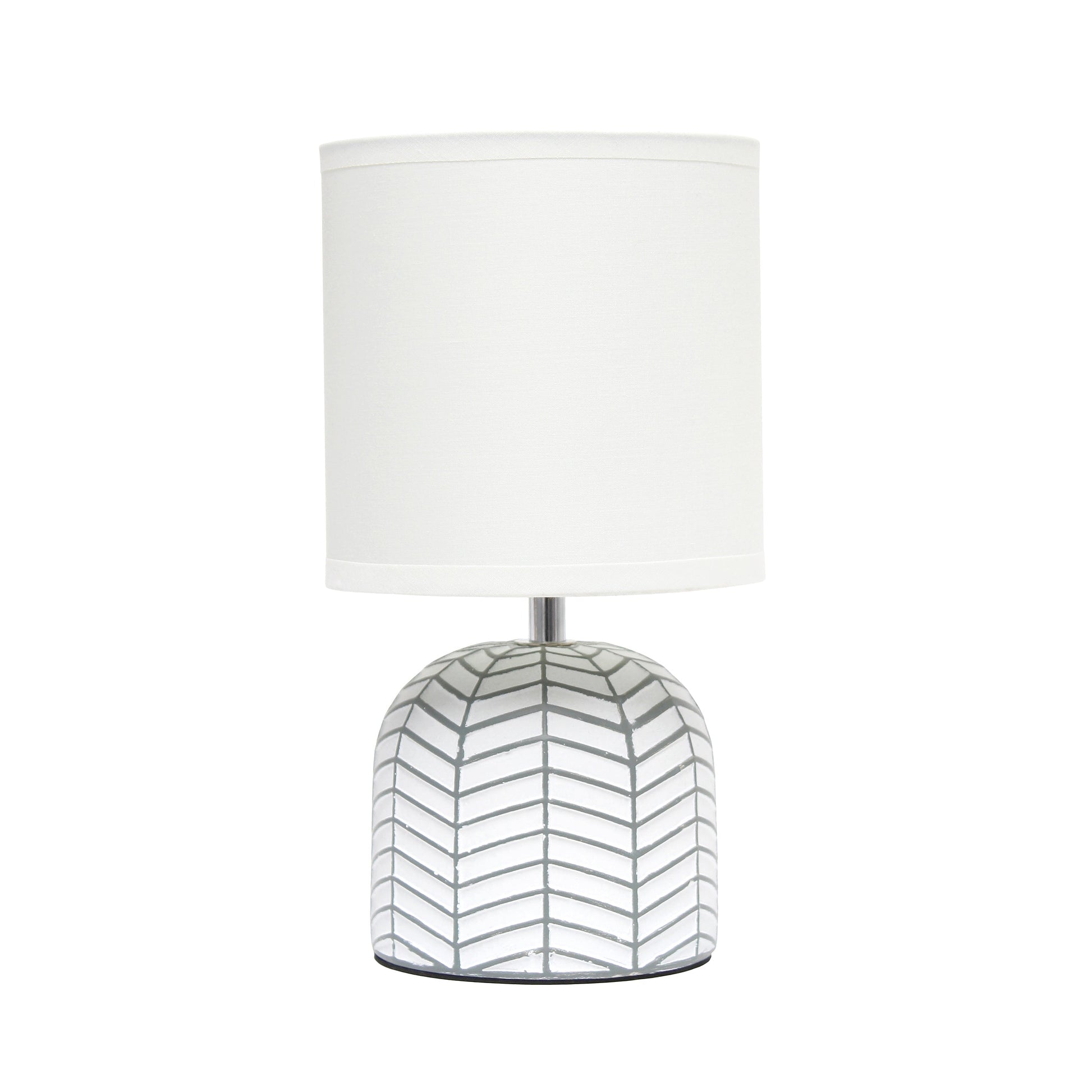 All The Rages Simple Designs White 10" Webbed Waves Base Table Lamp With White Fabric Drum Shade