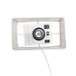 All The Rages Simple Designs White 15" Multi-Use Table Lamp With 2 USB Ports & Charging Outlet With Beige Fabric Shade