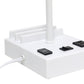 All The Rages Simple Designs White 15" Multi-Use Table Lamp With 2 USB Ports & Charging Outlet With Beige Fabric Shade