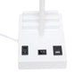 All The Rages Simple Designs White 15" Multi-Use Table Lamp With 2 USB Ports & Charging Outlet With White Fabric Shade
