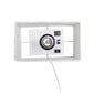 All The Rages Simple Designs White 15" Multi-Use Table Lamp With 2 USB Ports & Charging Outlet With White Fabric Shade