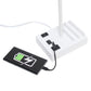 All The Rages Simple Designs White 15" Multi-Use Table Lamp With 2 USB Ports & Charging Outlet With White Fabric Shade