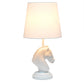 All The Rages Simple Designs White 17" Tall Polyresin Decorative Chess Horse Shaped Table Lamp With White Tapered Fabric Shade