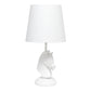 All The Rages Simple Designs White 17" Tall Polyresin Decorative Chess Horse Shaped Table Lamp With White Tapered Fabric Shade