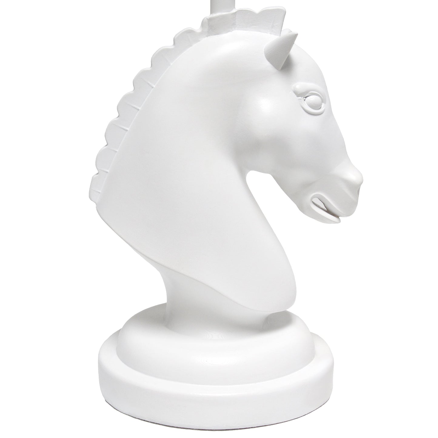 All The Rages Simple Designs White 17" Tall Polyresin Decorative Chess Horse Shaped Table Lamp With White Tapered Fabric Shade