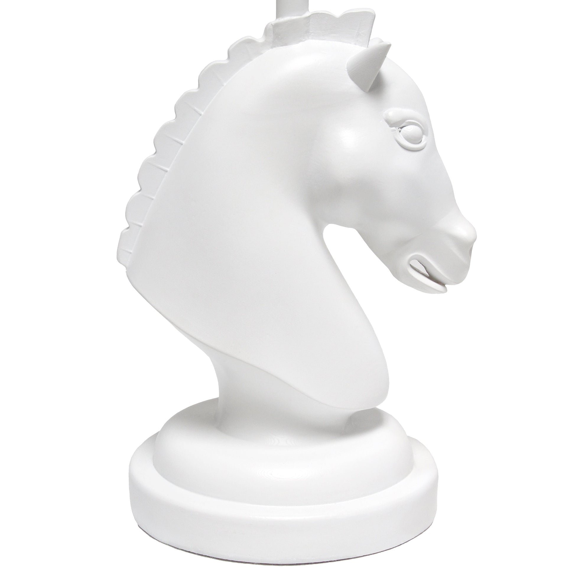 All The Rages Simple Designs White 17" Tall Polyresin Decorative Chess Horse Shaped Table Lamp With White Tapered Fabric Shade