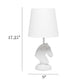 All The Rages Simple Designs White 17" Tall Polyresin Decorative Chess Horse Shaped Table Lamp With White Tapered Fabric Shade