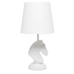 All The Rages Simple Designs White 17" Tall Polyresin Decorative Chess Horse Shaped Table Lamp With White Tapered Fabric Shade