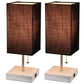 All The Rages Simple Designs White 2-Pack Table Lamps With USB Charging Port & Black Fabric Shades