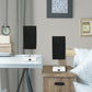 All The Rages Simple Designs White 2-Pack Table Lamps With USB Charging Port & Black Fabric Shades