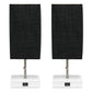 All The Rages Simple Designs White 2-Pack Table Lamps With USB Charging Port & Black Fabric Shades
