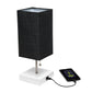 All The Rages Simple Designs White 2-Pack Table Lamps With USB Charging Port & Black Fabric Shades