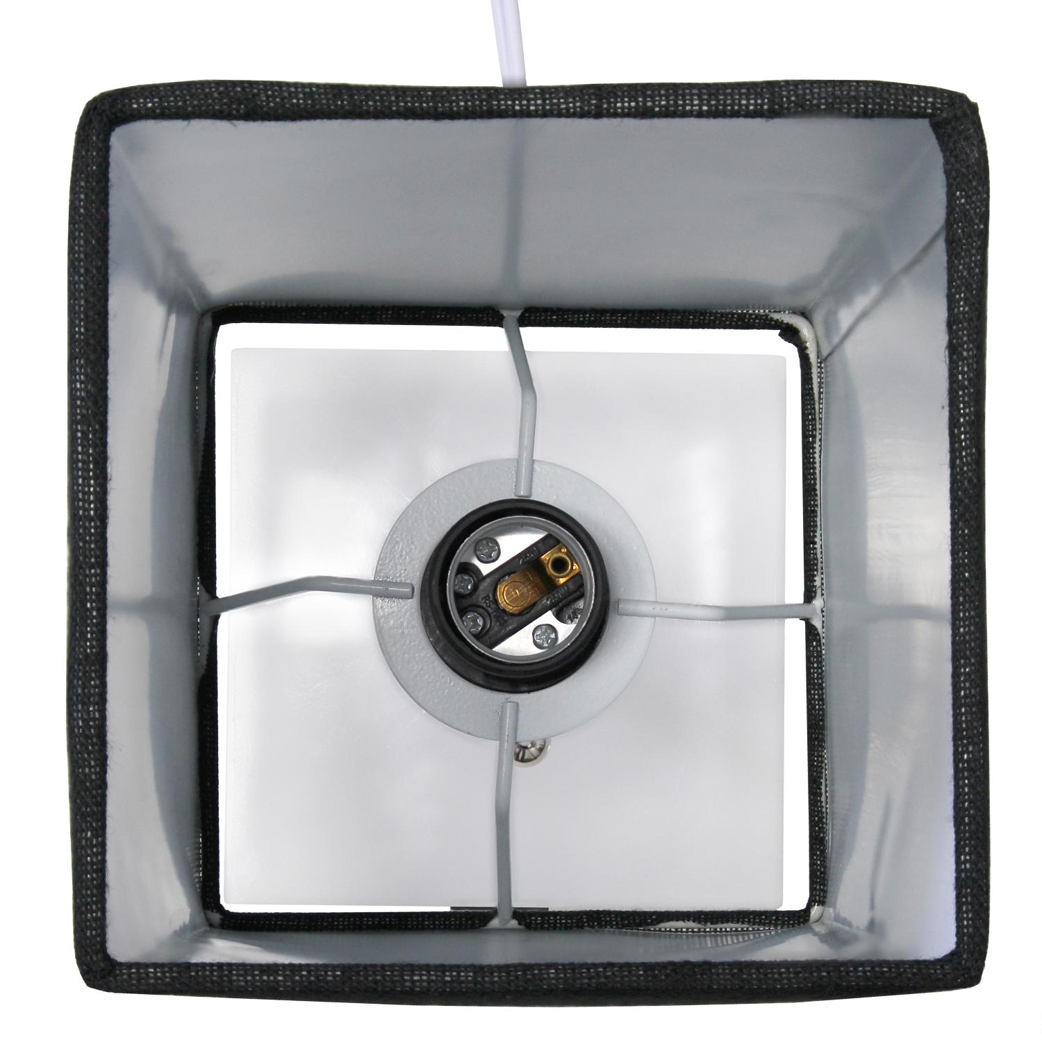 All The Rages Simple Designs White 2-Pack Table Lamps With USB Charging Port & Black Fabric Shades