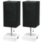 All The Rages Simple Designs White 2-Pack Table Lamps With USB Charging Port & Black Fabric Shades