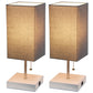 All The Rages Simple Designs White 2-Pack Table Lamps With USB Charging Port & Gray Fabric Shades