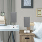 All The Rages Simple Designs White 2-Pack Table Lamps With USB Charging Port & Gray Fabric Shades