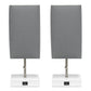 All The Rages Simple Designs White 2-Pack Table Lamps With USB Charging Port & Gray Fabric Shades
